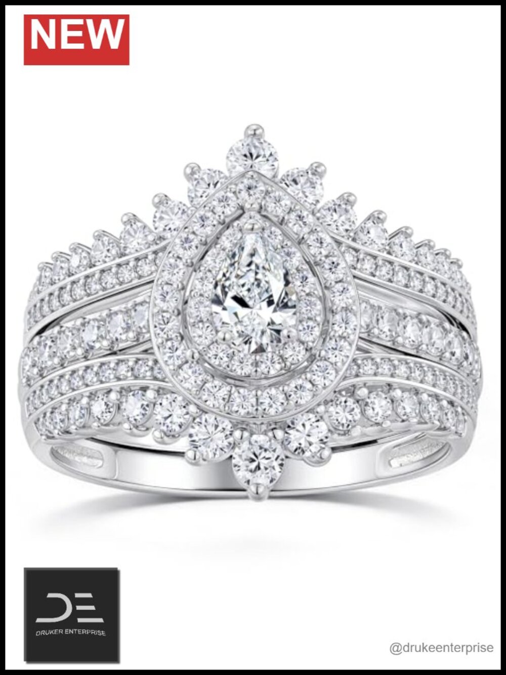 Teardrop Moissanite Wedding Ring Set Women Bridal Rings Pear Cut Promise Ring